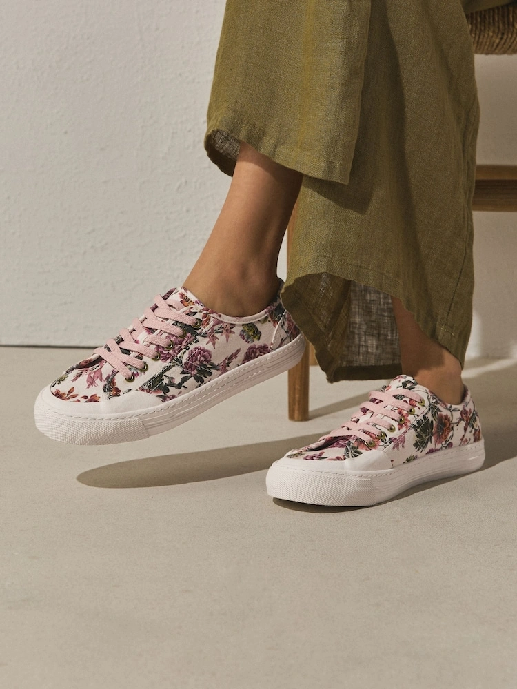 Floral Canvas Lace-Up Trainers image 8