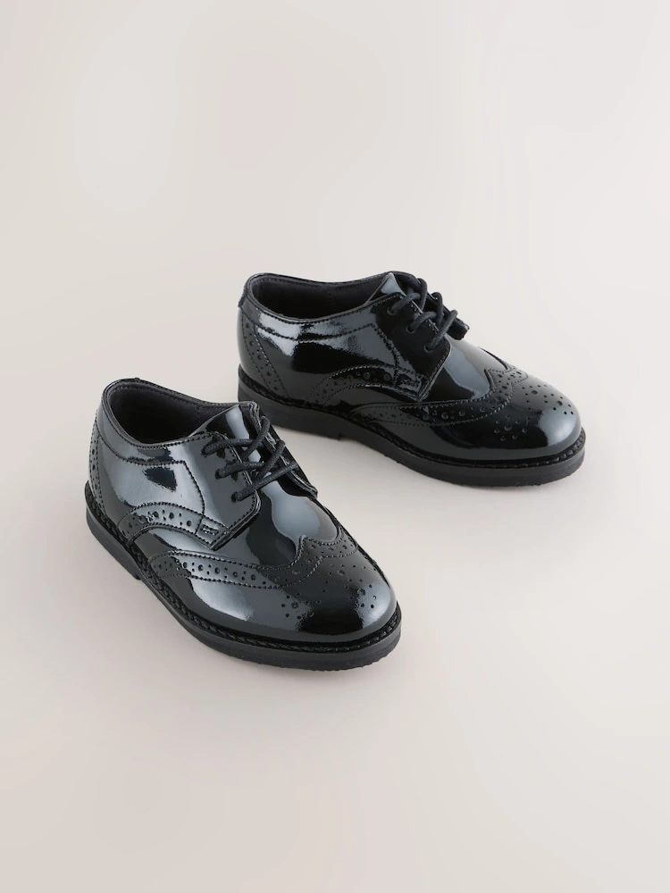 Black Smart Leather Brogue Shoes (Standard Fit)