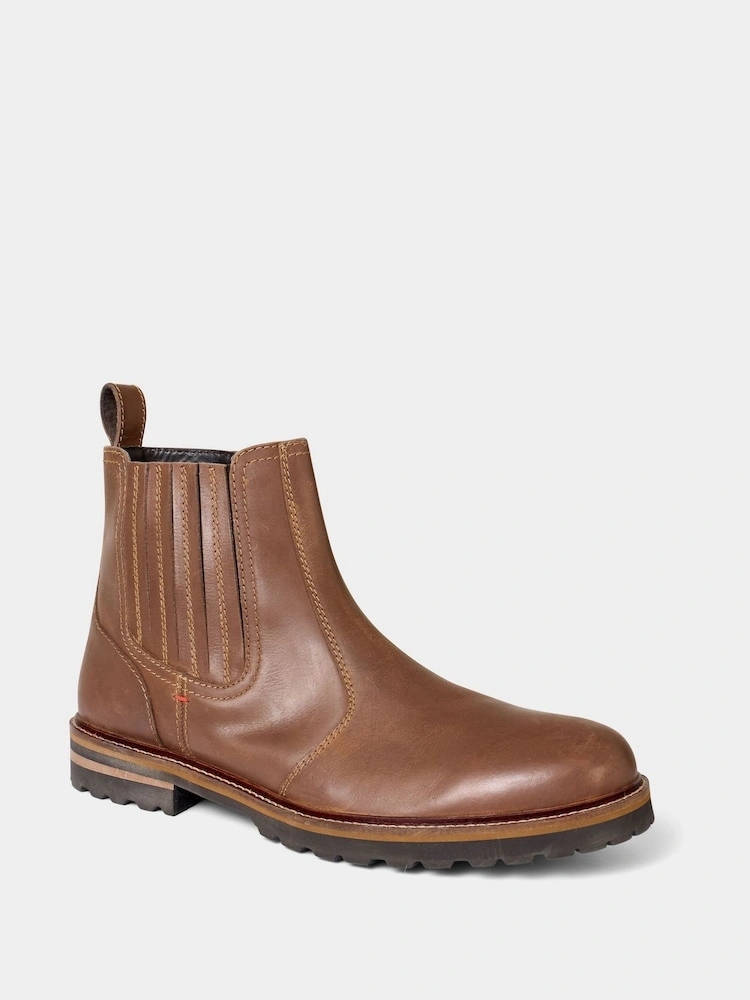 Brown Distressed Leather Chelsea Boots image 3