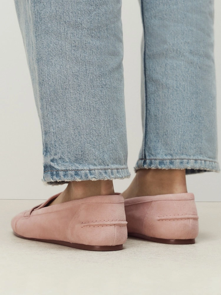 Blush Pink Ruched Suede Comfort Loafers image 2
