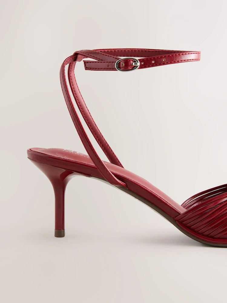 Red Twist Hardware Strappy Heeled Sandals image 5