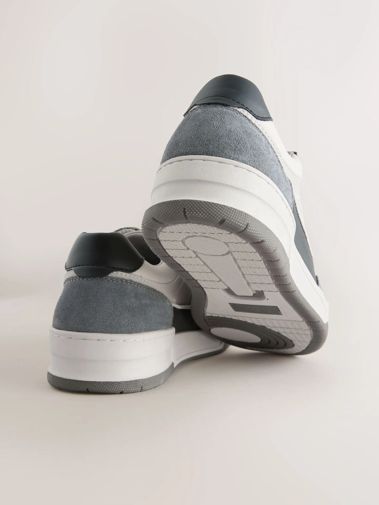 Grey & Blue Suede Trim Smart Casual Trainers image 2