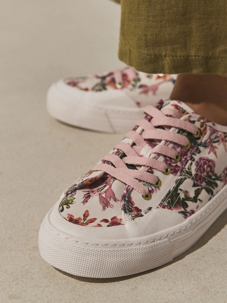 Floral Canvas Lace-Up Trainers image 3