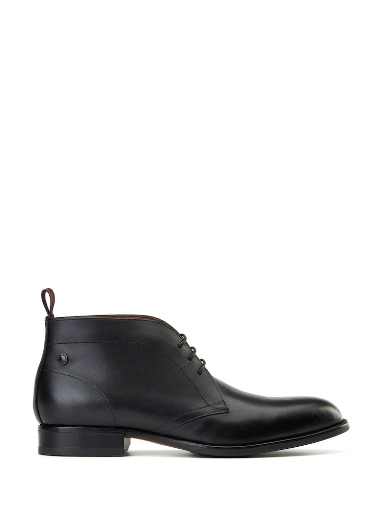 Black Leather Chukka Boots with Lace Detail image 3