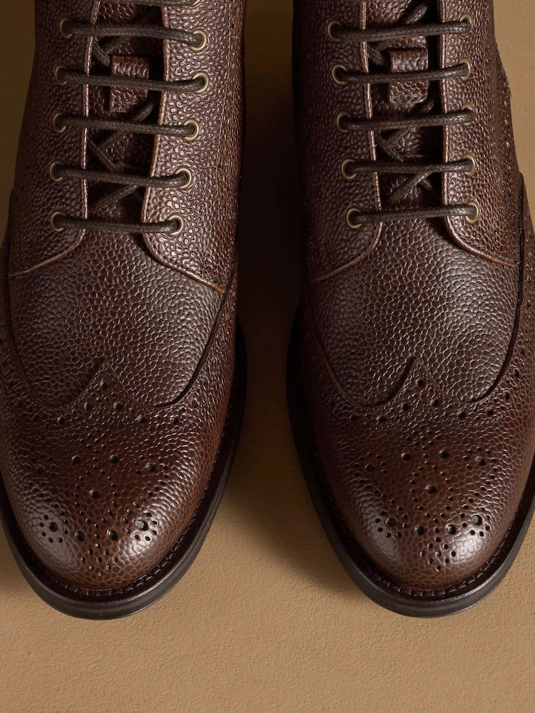 Brown Leather Brogue Wingtip Boots image 5