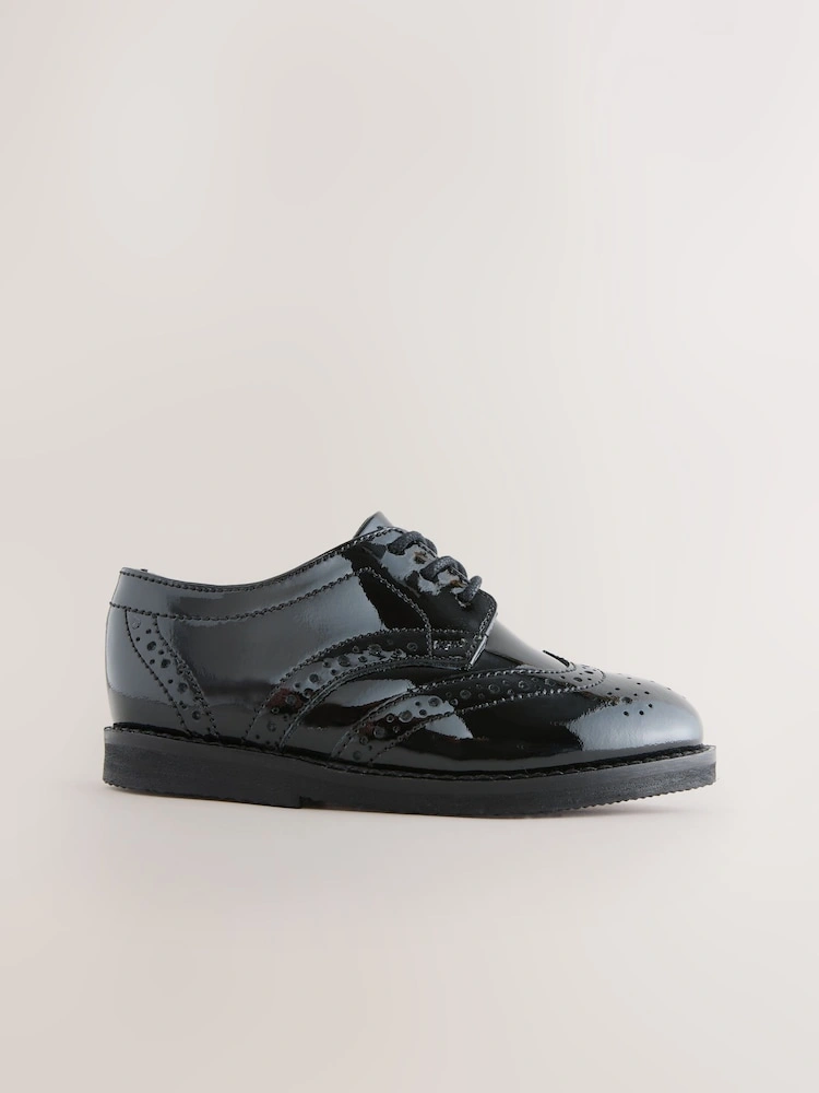 Black Smart Leather Brogue Shoes (Standard Fit) image 5