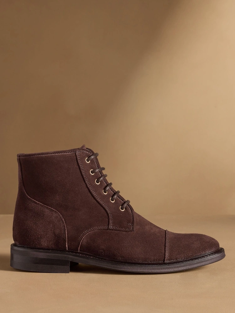 Brown Suede Lace-Up Ankle Boots image 6